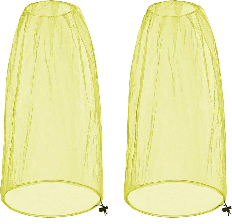 JayruiMice 2 Pack Ultra Large Mosquito Net 42x25 Inches Mosquito Head Net Oversized Insect Netting Bug Fits Most Hats for Gardening Hiking Fishing Traveling(Yellow) - Image 1